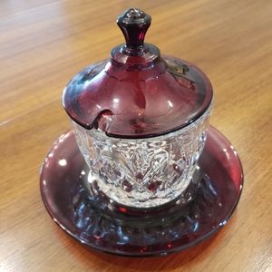Vintage Crystal Sugar Bowl with Lid